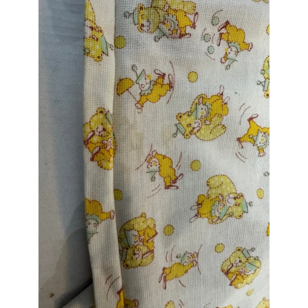 Vintage Carters Baby Gown Layette Yellow animal Print Short Sleeve USA